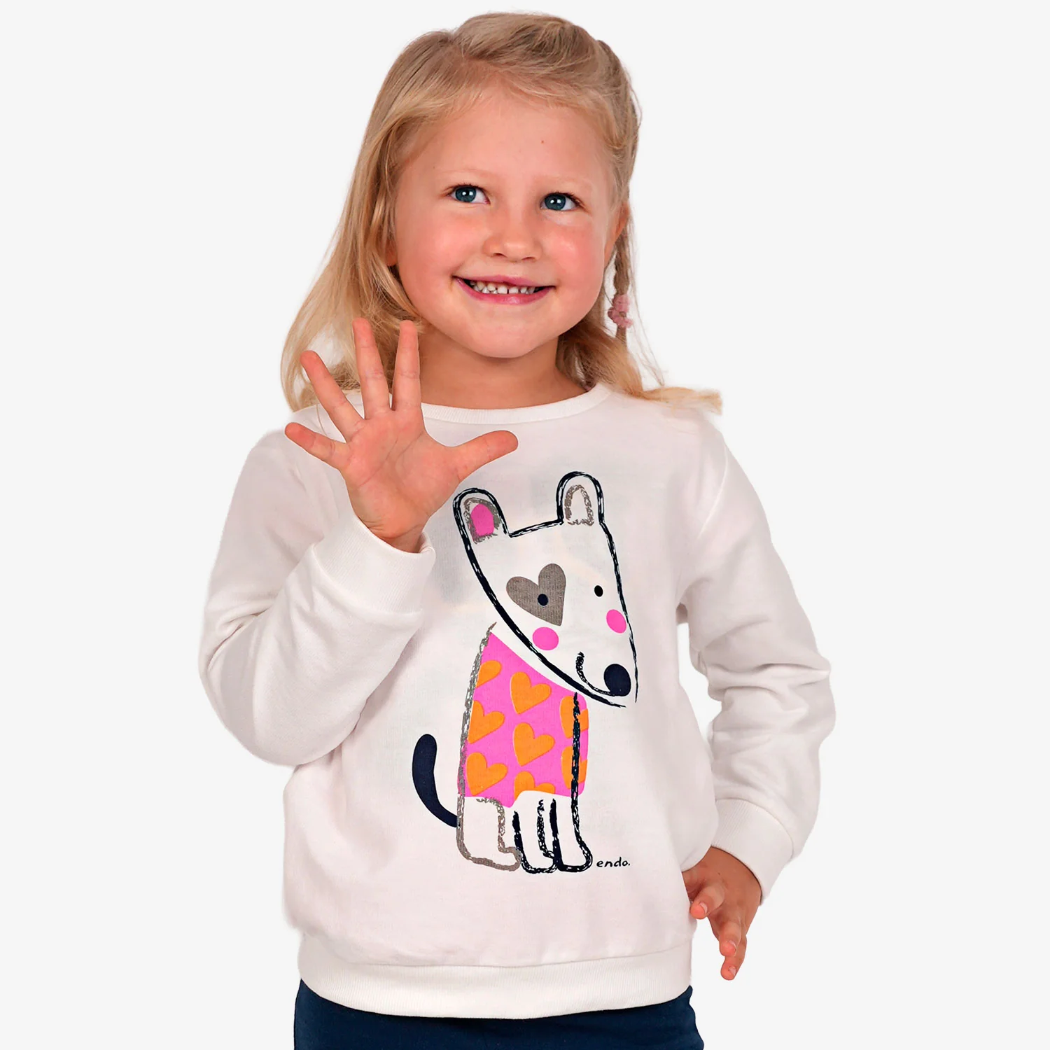 Bluza dla dziewczynki, z pieskiem, biała 3-8 lat - Image 2