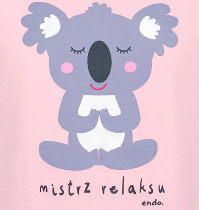 T-shirt z krótkim rękawem dla dziewczynki, z misiem koala, różowa 3-8 lat - Image 2