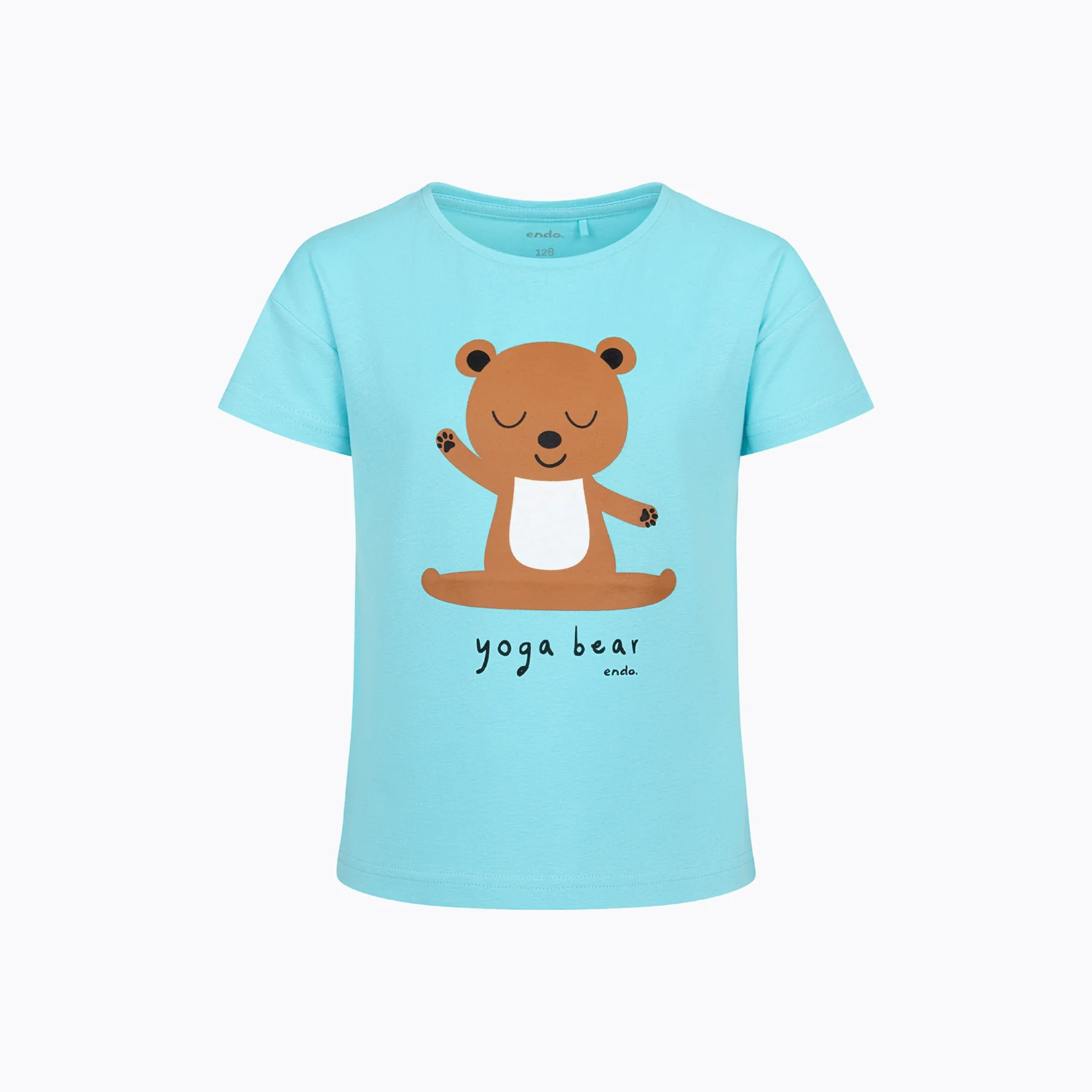 T-shirt z krótkim rękawem dla dziewczynki, z motywem yogi, niebieska 3-8 lat