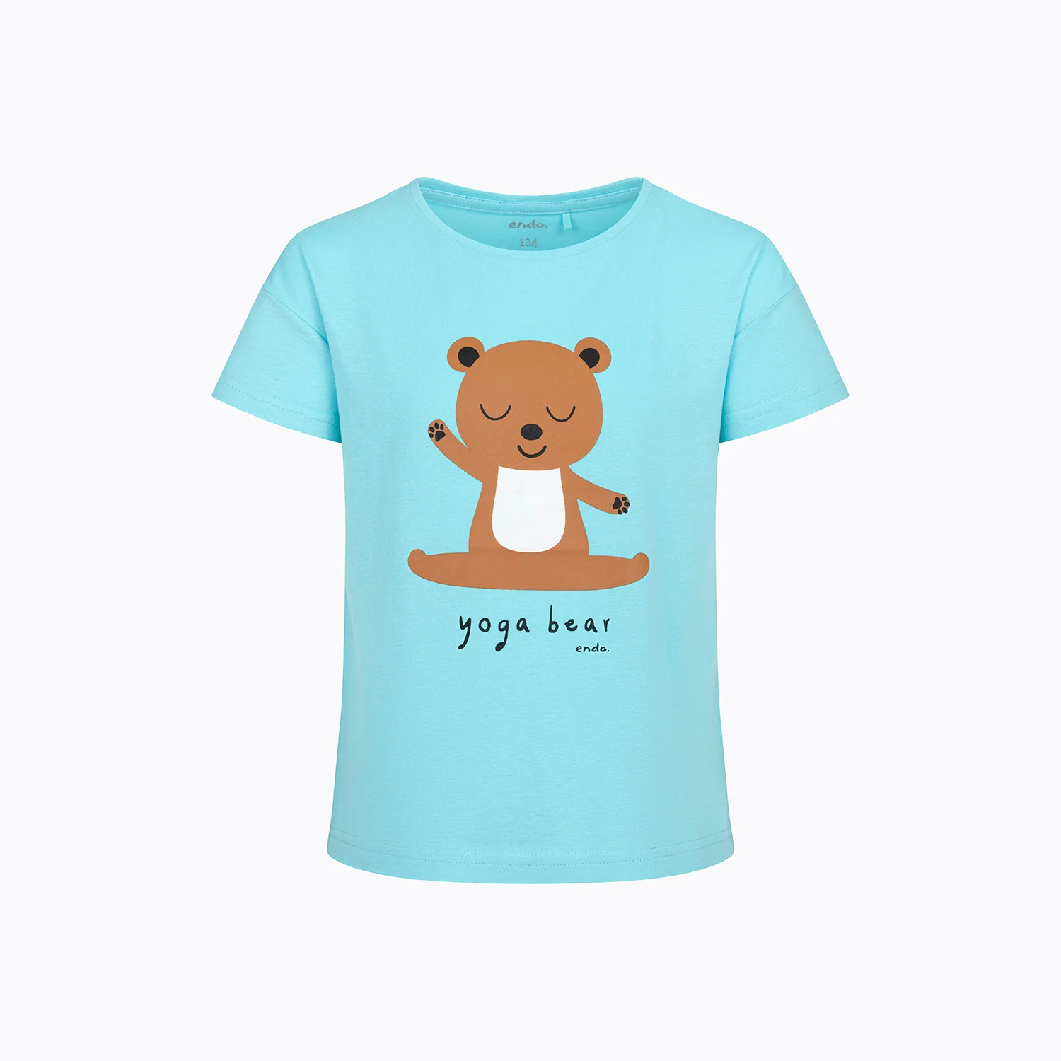 T-shirt z krótkim rękawem dla dziewczynki, z motywem yogi, niebieska 9-13 lat