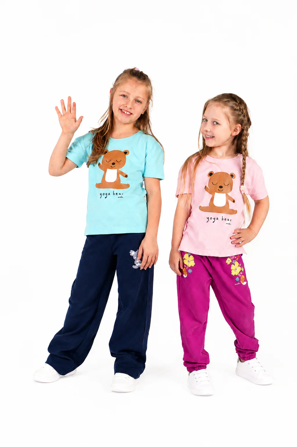 T-shirt z krótkim rękawem dla dziewczynki, z motywem yogi, niebieska 9-13 lat - Image 3