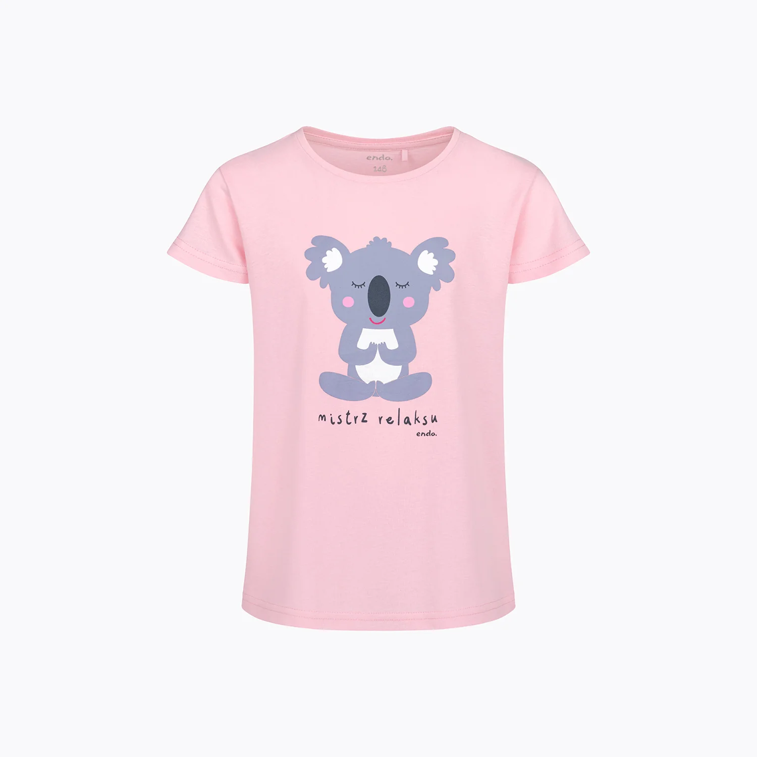 T-shirt z krótkim rękawem dla dziewczynki  z motywem yogi, różowa 9-13 lat