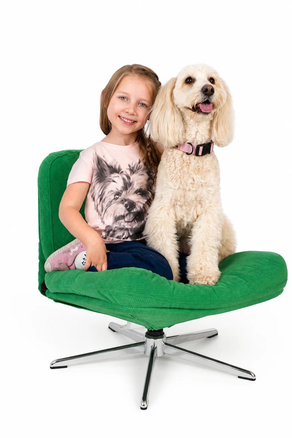 T-shirt z krótkim rękawem dla dziewczynki, z psem, różowa 3-8 lat - Image 3