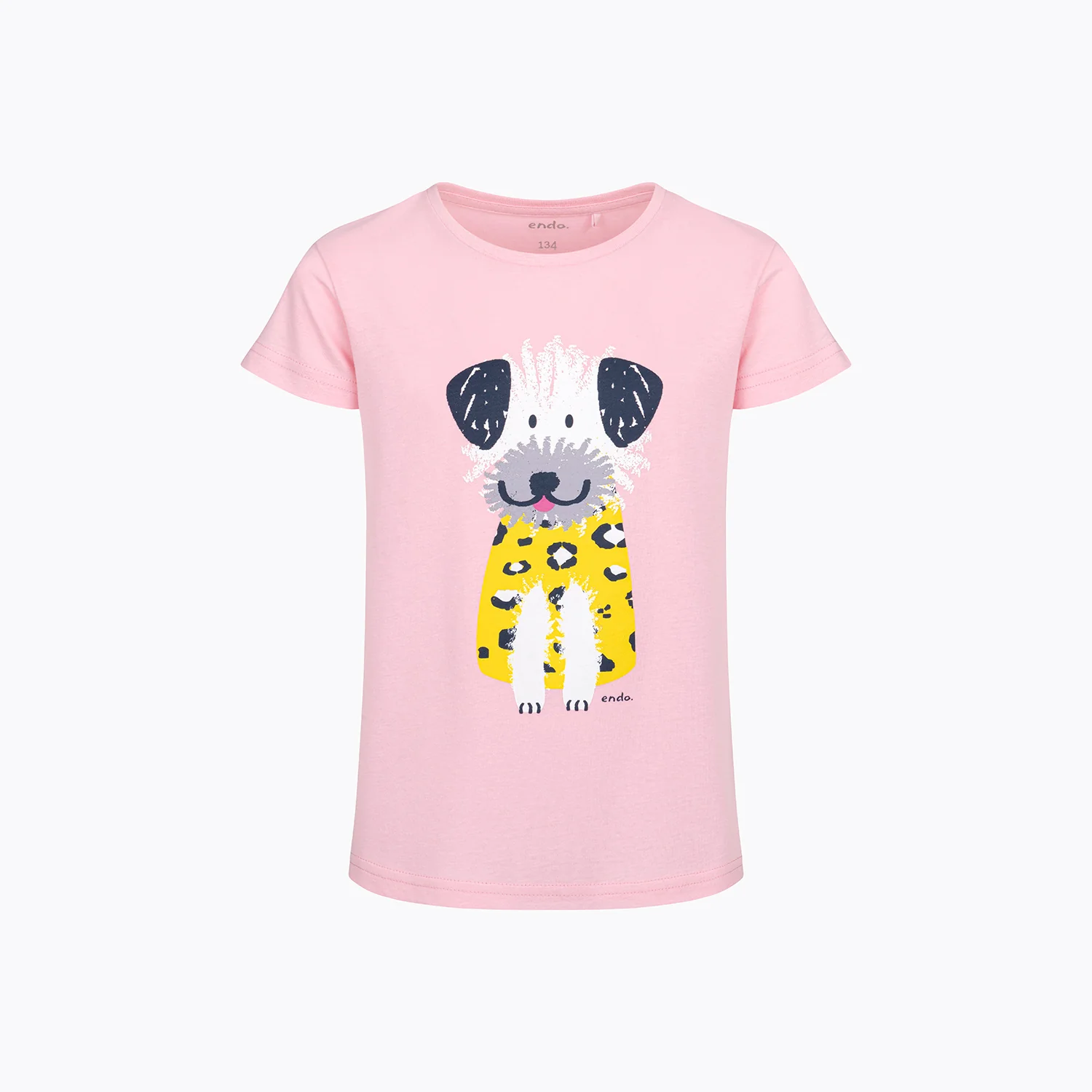 T-shirt z krótkim rękawem dla dziewczynki, z psem, różowa 9-13 lat