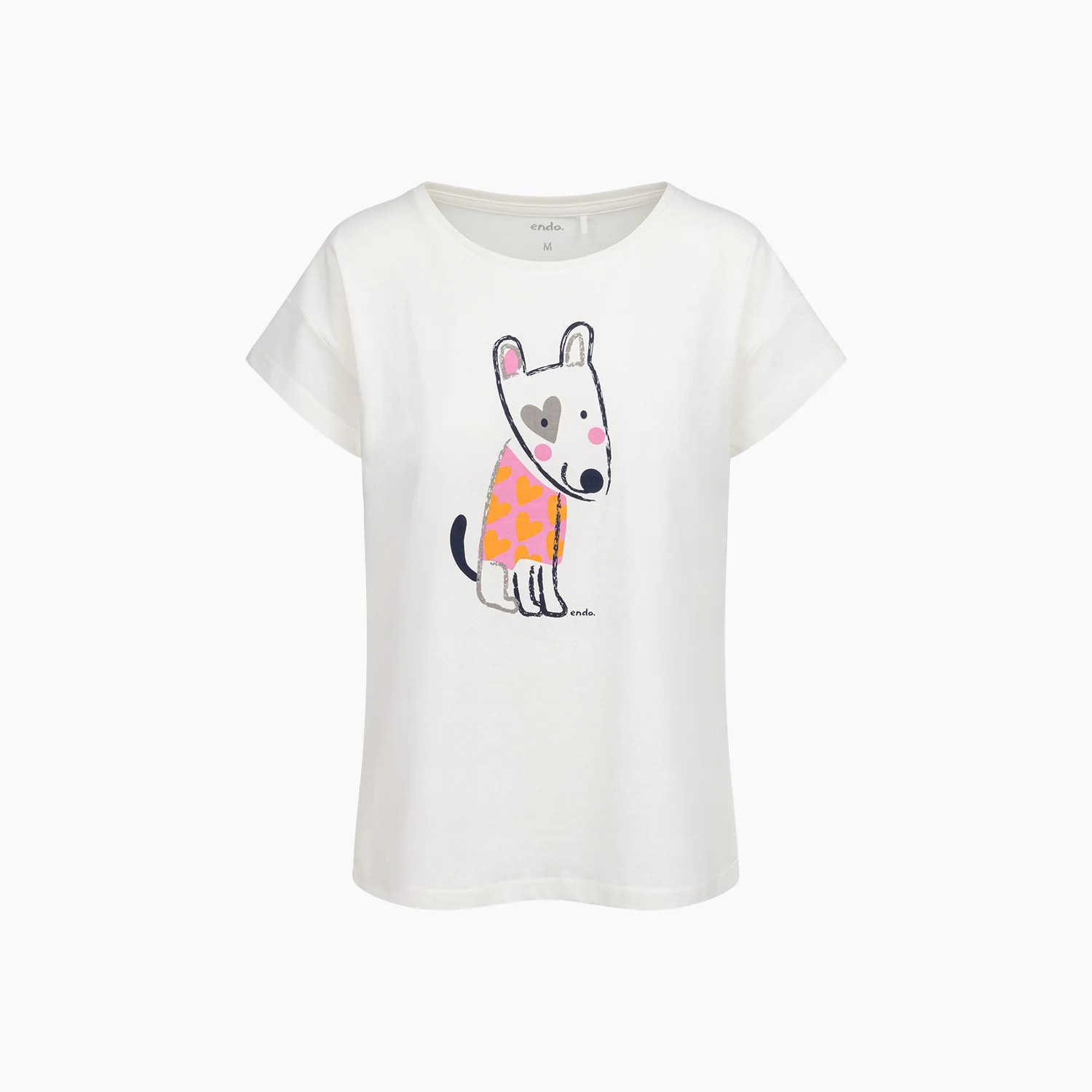Damski t-shirt z krótkim rękawem, z pieskiem, biała