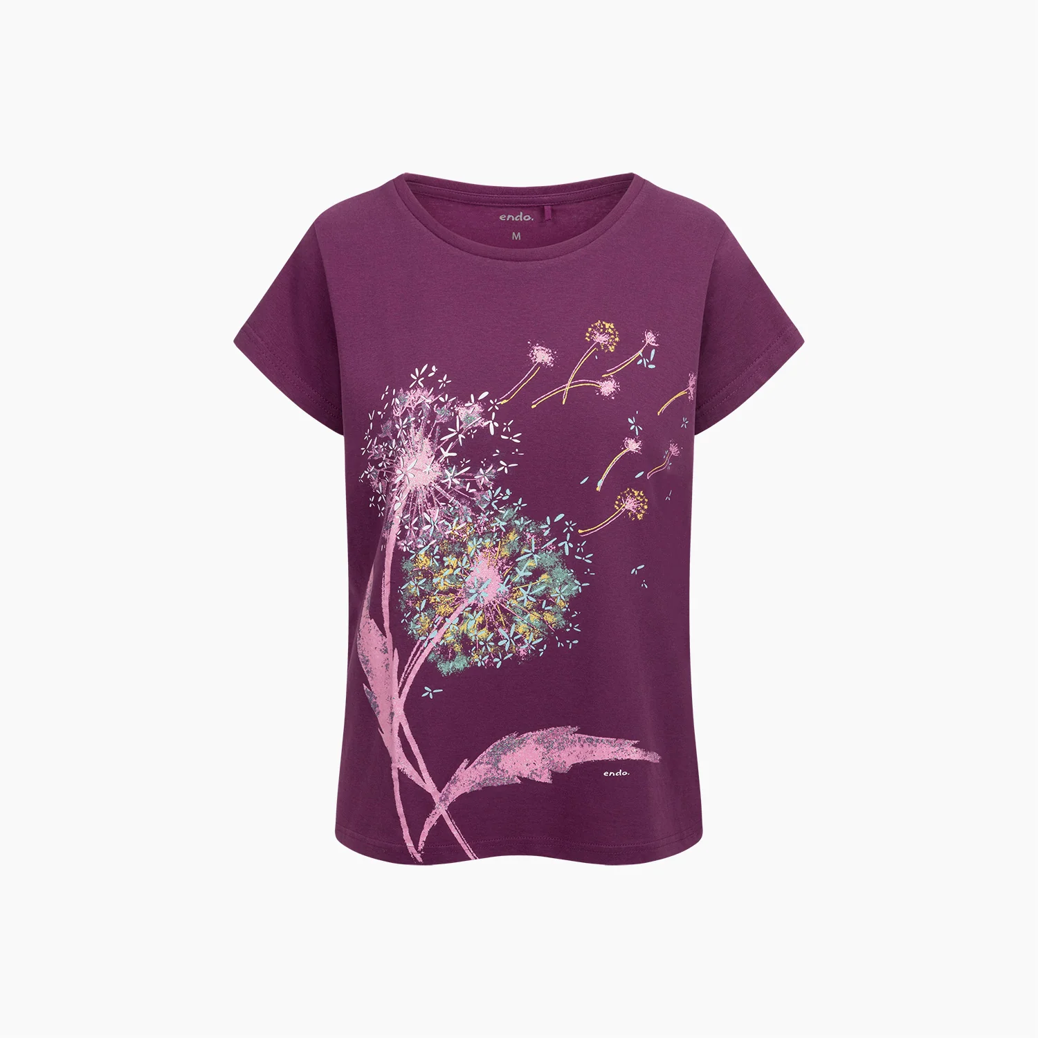 Damski t-shirt z krótkim rękawem, z dmuchawcami, fioletowy