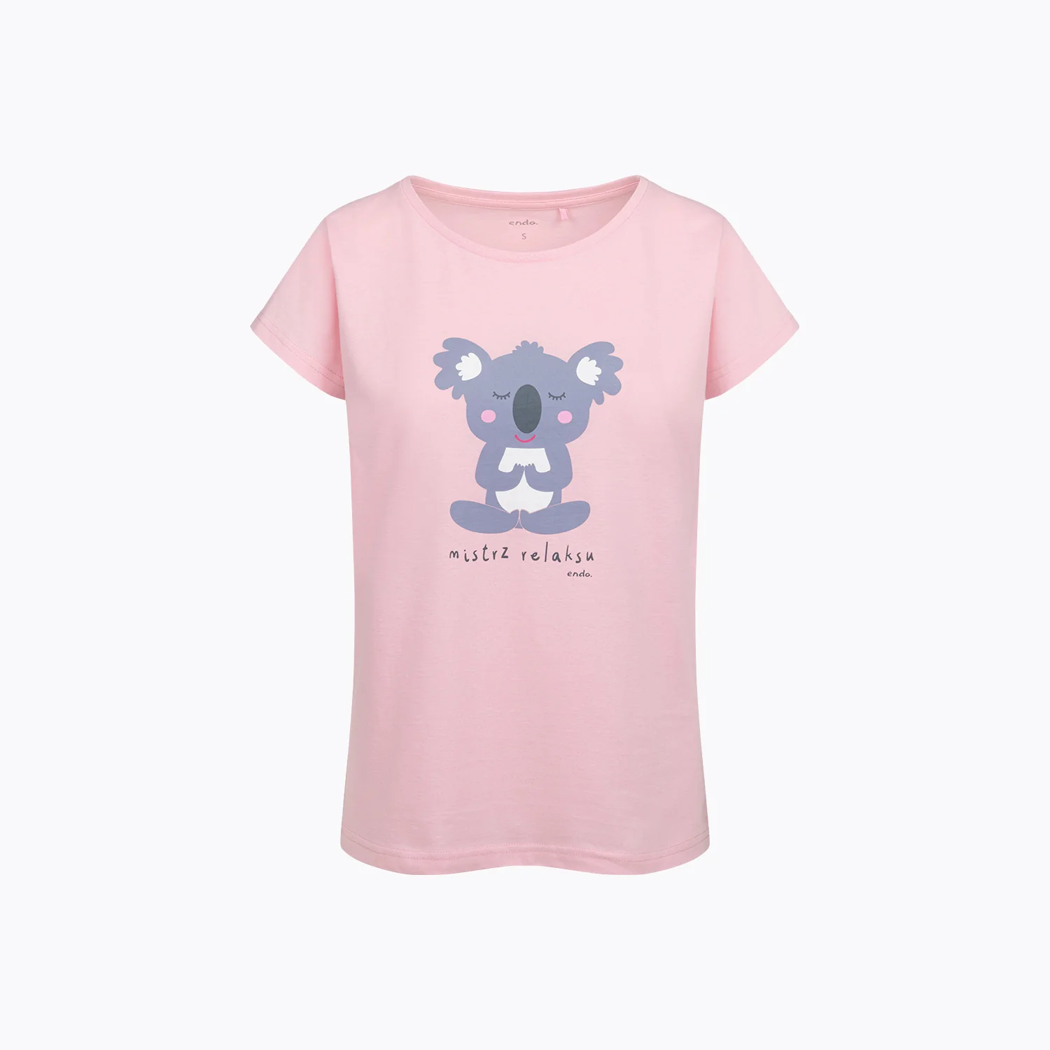 Damski t-shirt z krótkim rękawem, z koalą, różowy