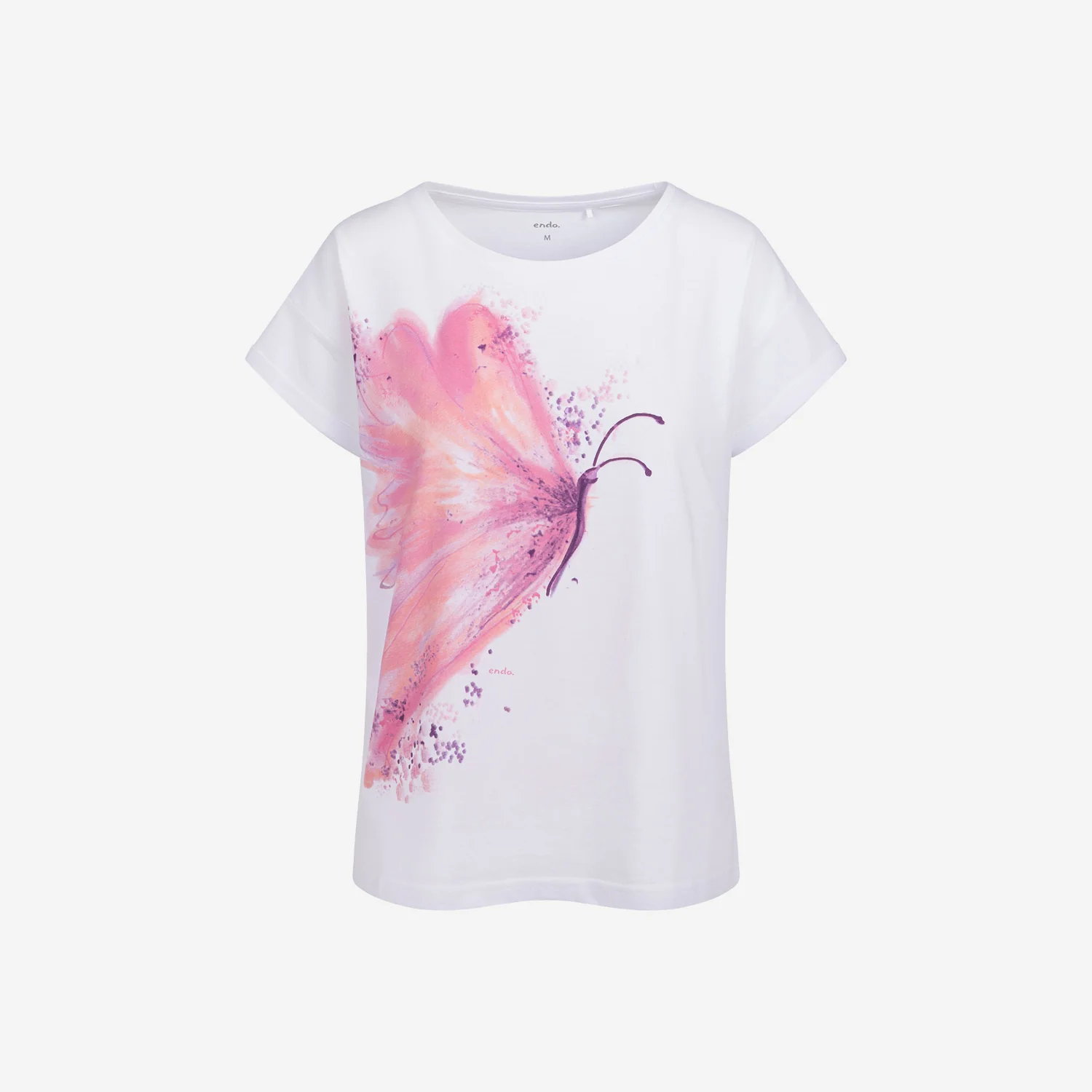 Damski t-shirt z krótkim rękawem, z motylem - Image 2