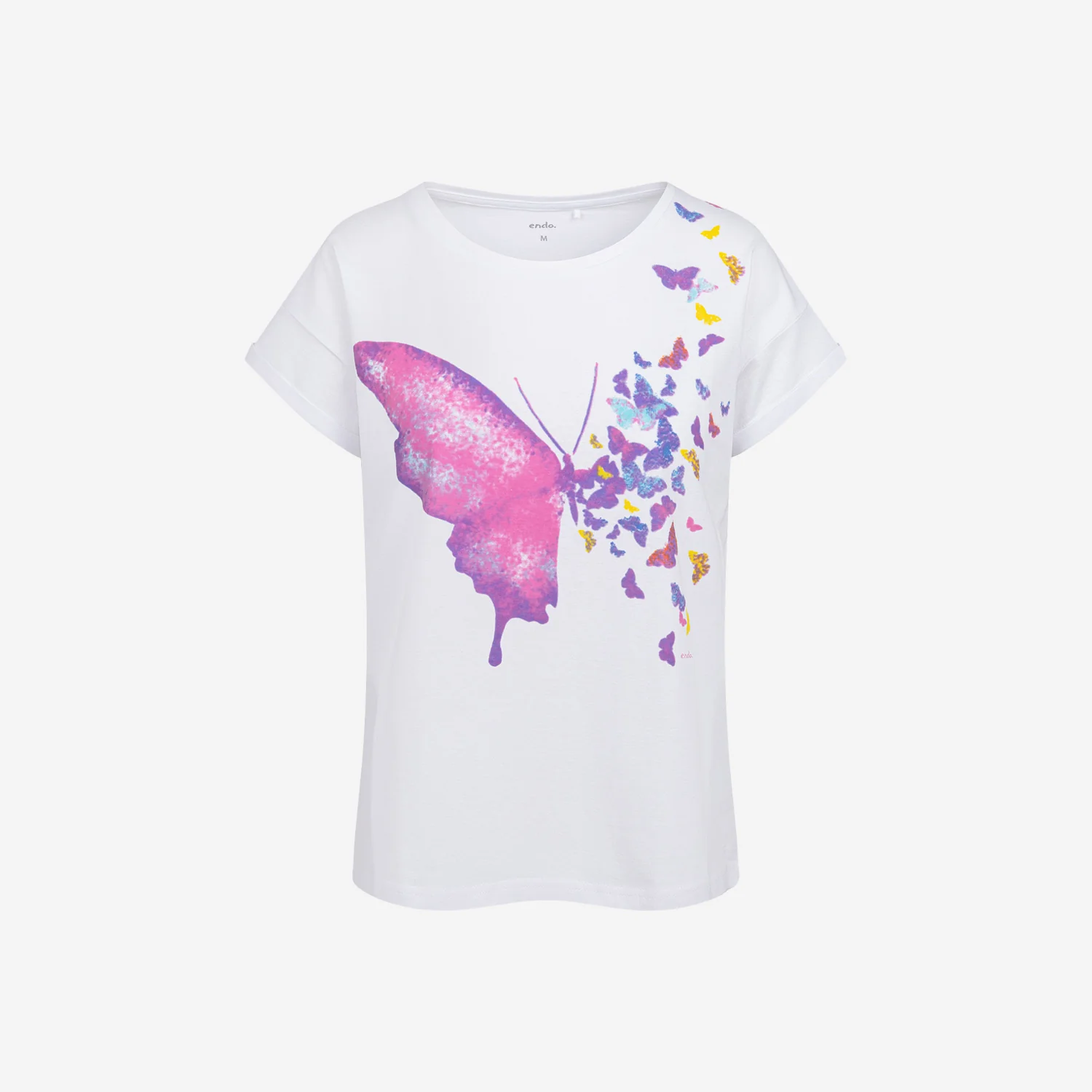Damski t-shirt z krótkim rękawem, z motylem - Image 2