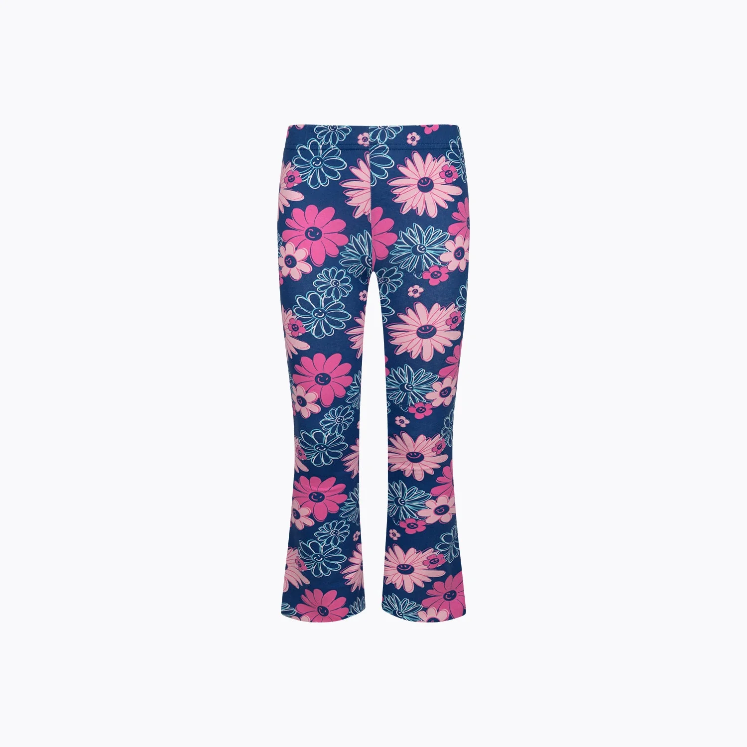 Legginsy flare dla dziewczynki 3-8 lat, niebieskie "kwiaty"