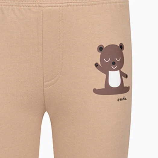 Legginsy flare dla dziewczynki, z misiem, beżowe 9-13 lat - Image 2
