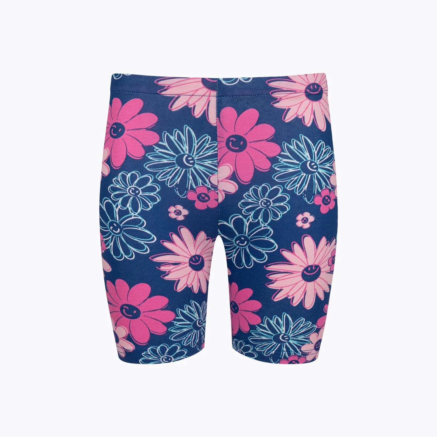 Legginsy krótkie dla dziewczynki 3-8 lat, niebieskie "kwiaty"