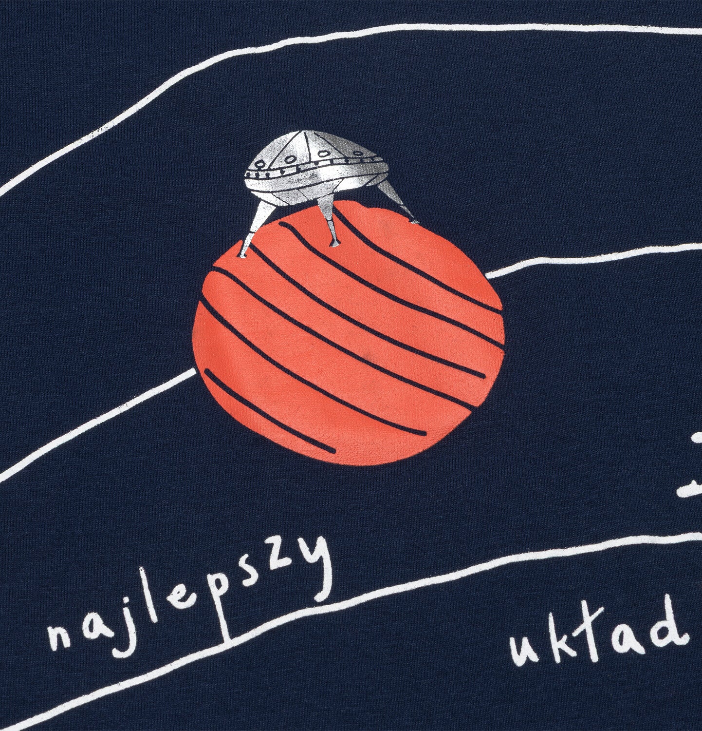 Męska piżama z krótkim rękawem, z układem słonecznym, granatowa - Image 4