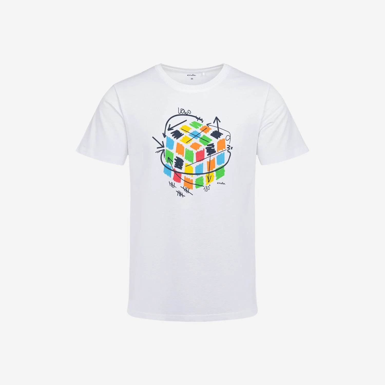 Męski t-shirt z krótkim rękawem, z kostką Rubika, Biały