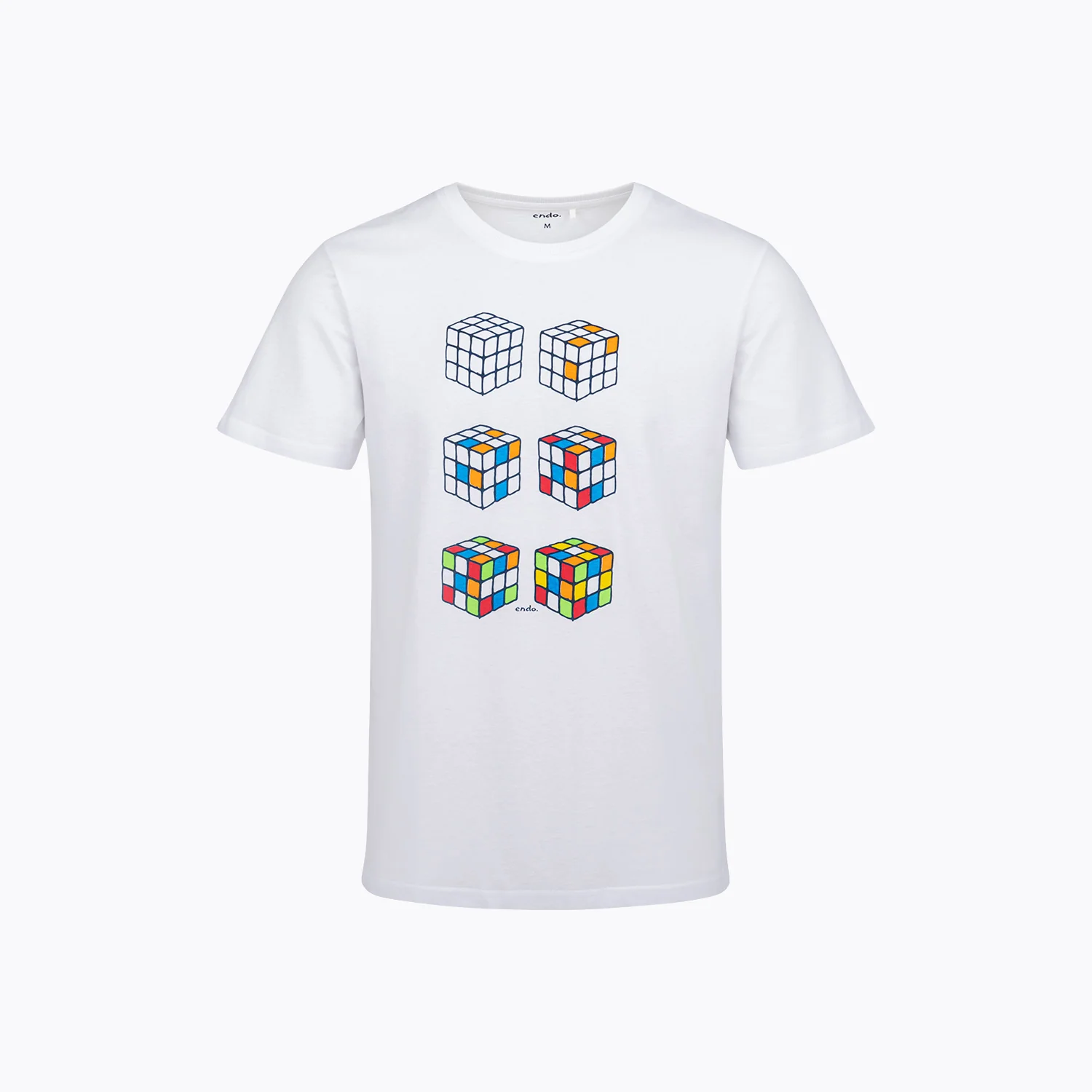 Męski t-shirt z krótkim rękawem, z kostkami Rubika, biały