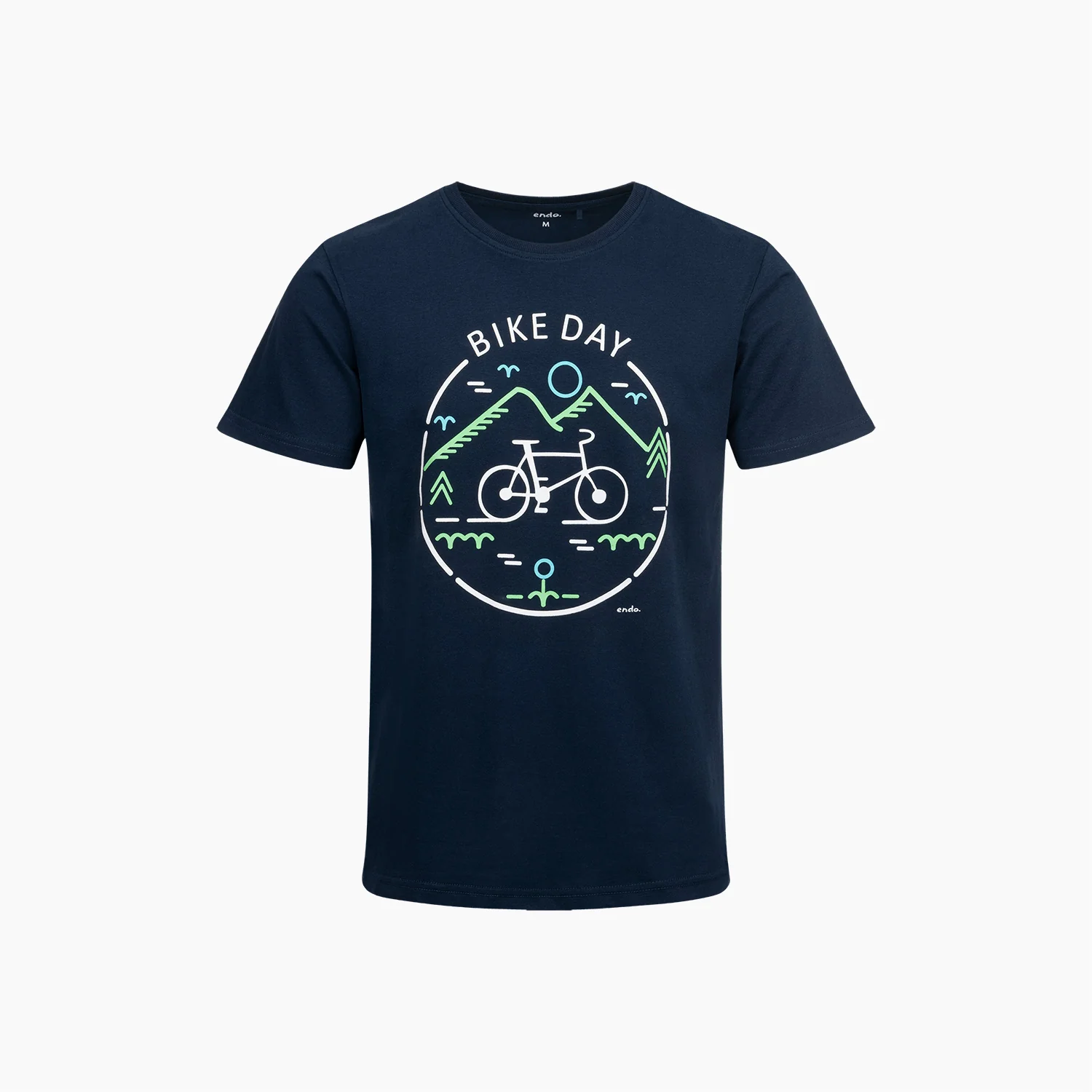 Męski t-shirt z krótkim rękawem, z motywem rowerowym, granatowy