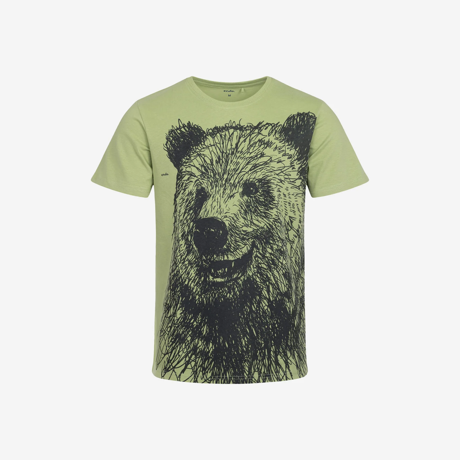 Męski t-shirt z krótkim rękawem, z niedźwiedziem, zielony