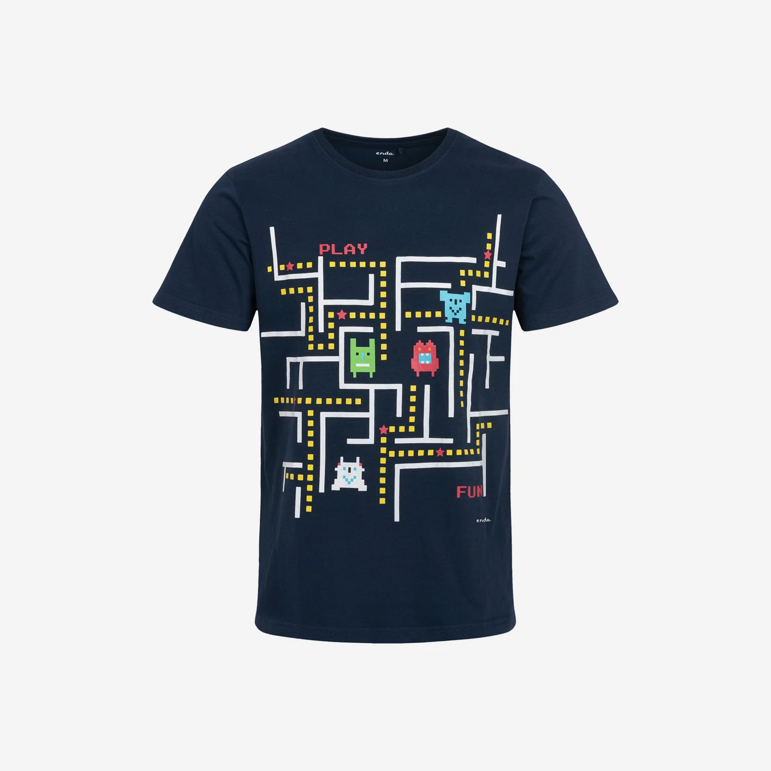 Męski t-shirt z krótkim rękawem, z Pacmanem, granatowy