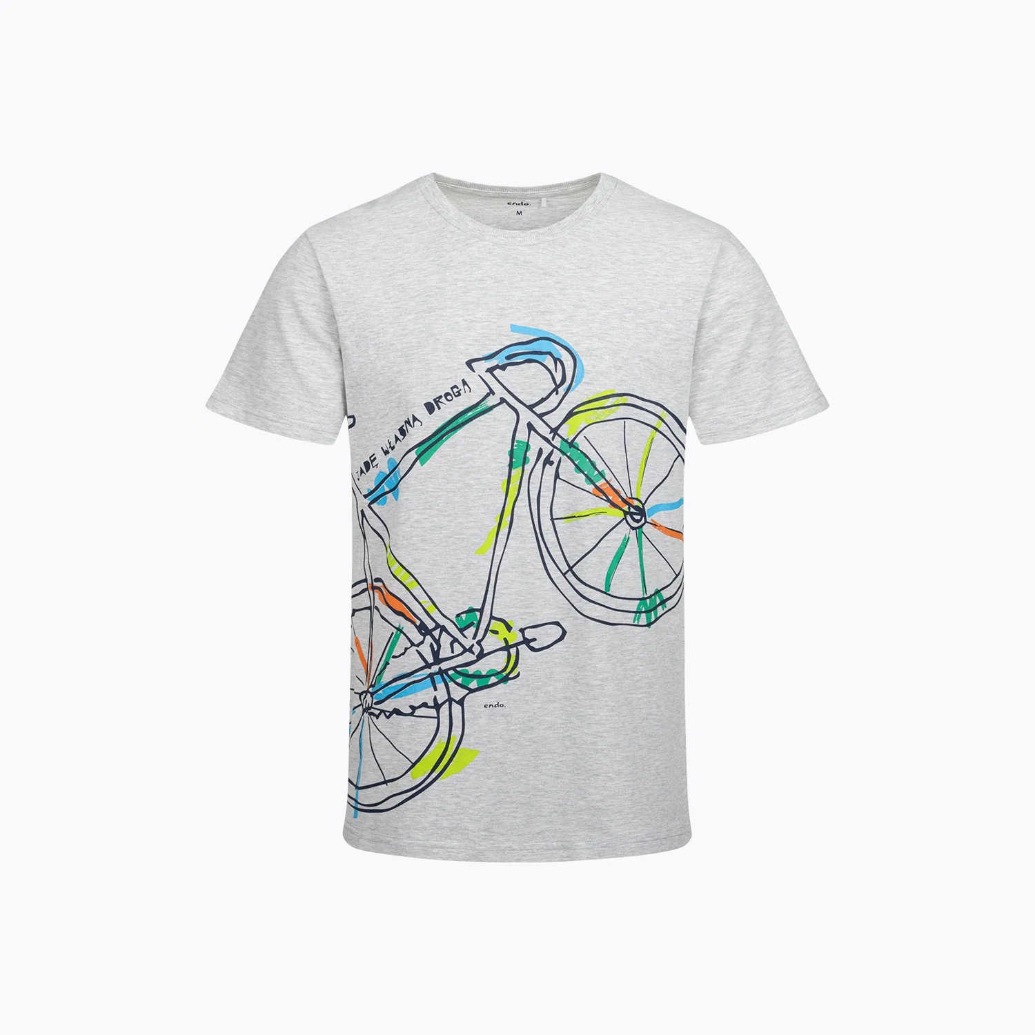 Męski t-shirt z krótkim rękawem, z rowerem, szary