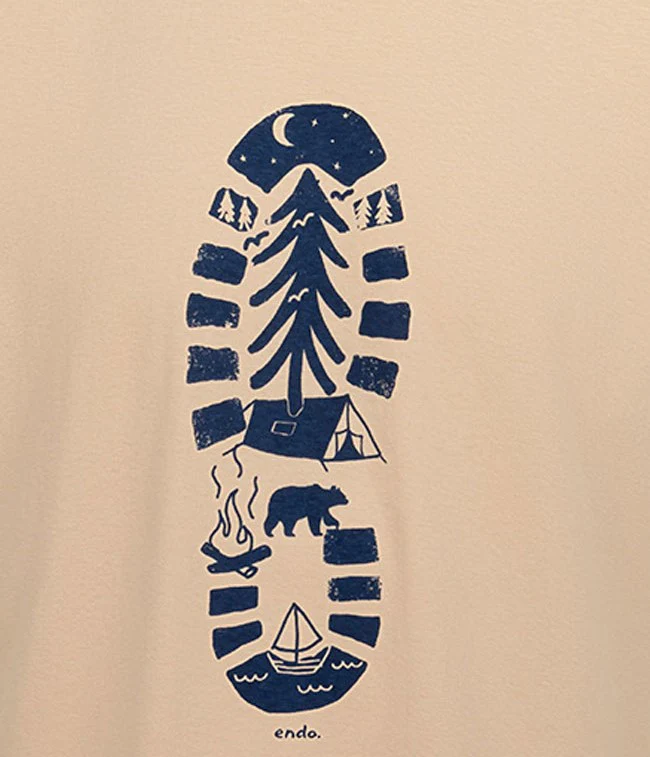 Męski t-shirt z krótkim rękawem, z traperem, beżowy - Image 2