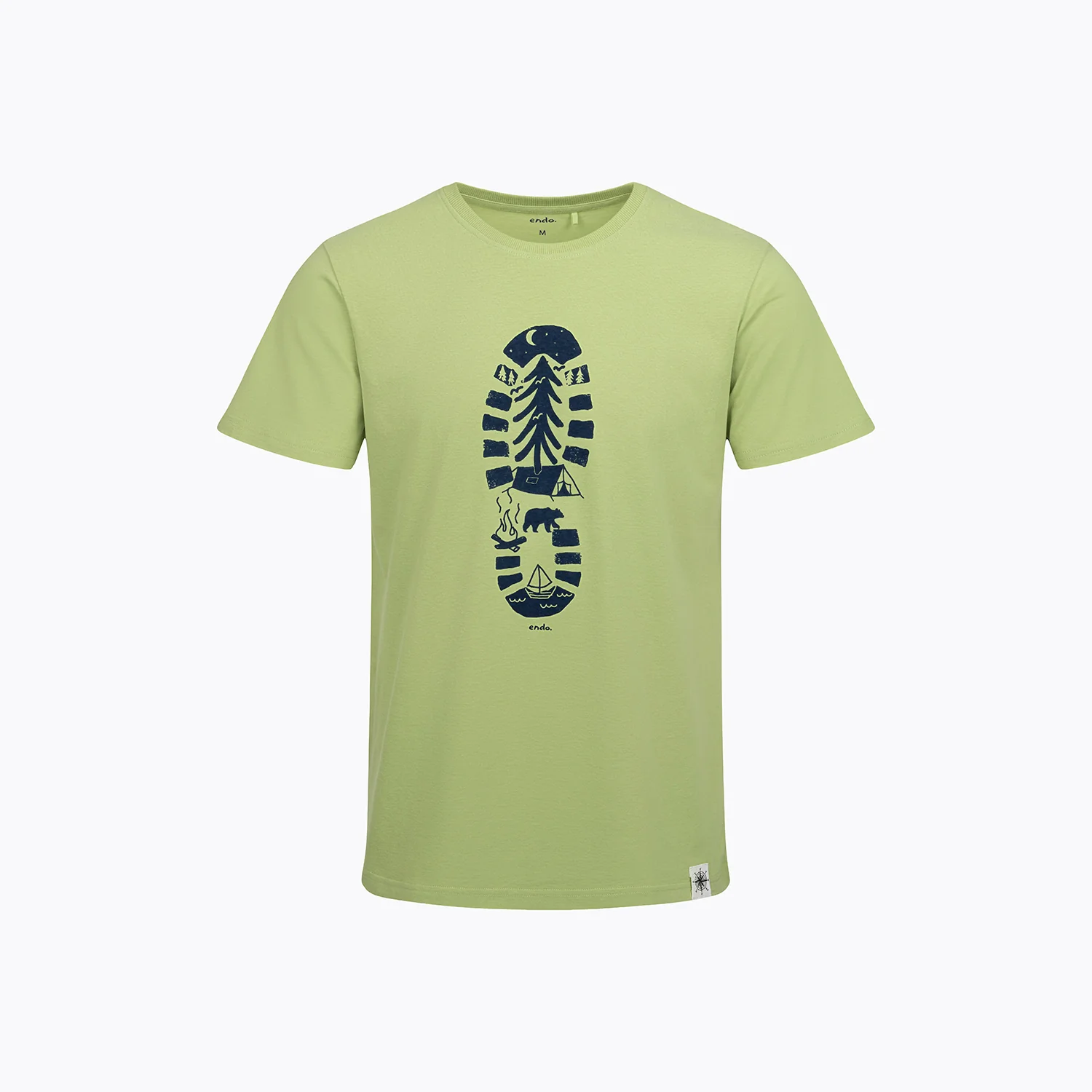 Męski t-shirt z krótkim rękawem, z traperem, zielony