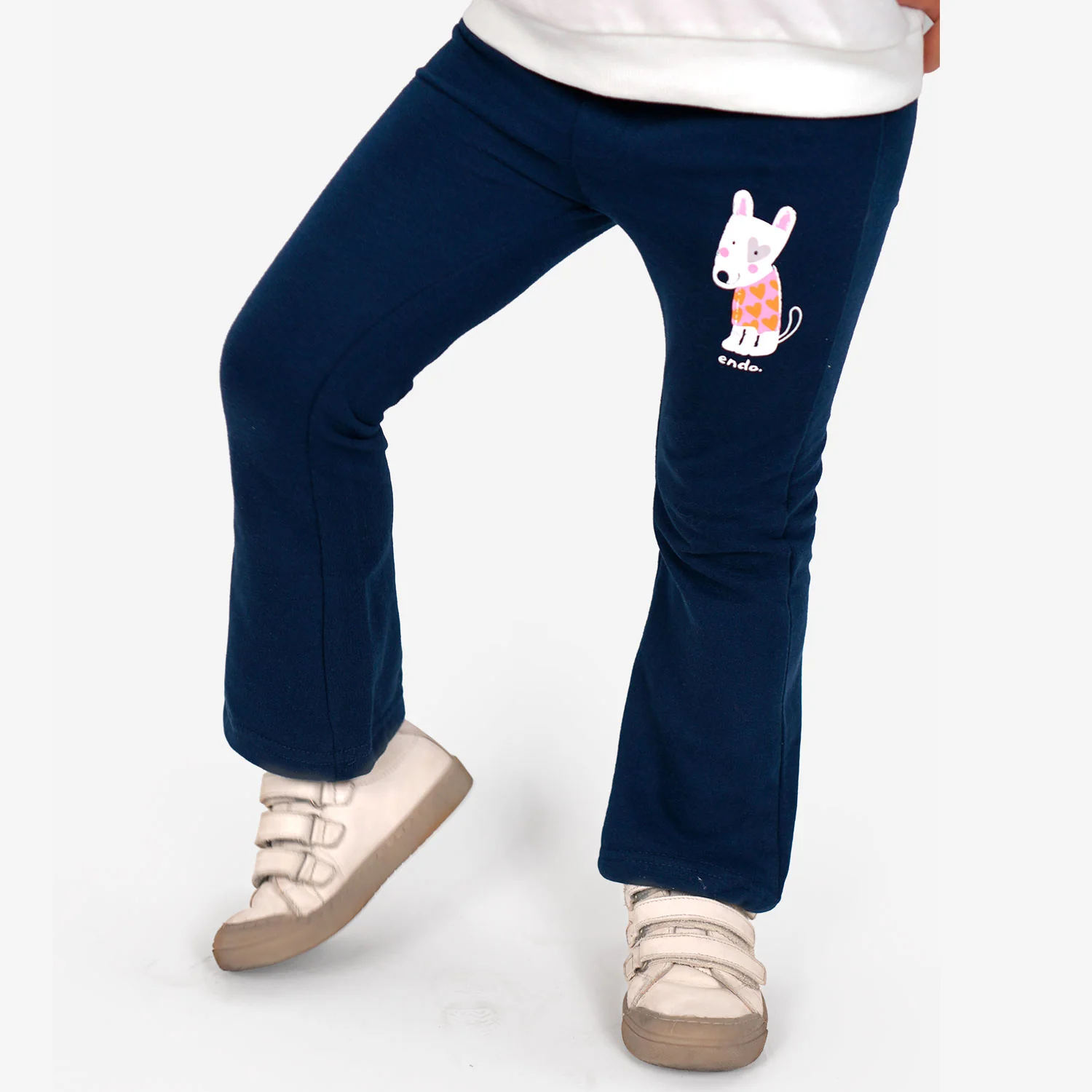Legginsy flare dla dziewczynki, z pieskiem, granatowe 3-8 lat - Image 3