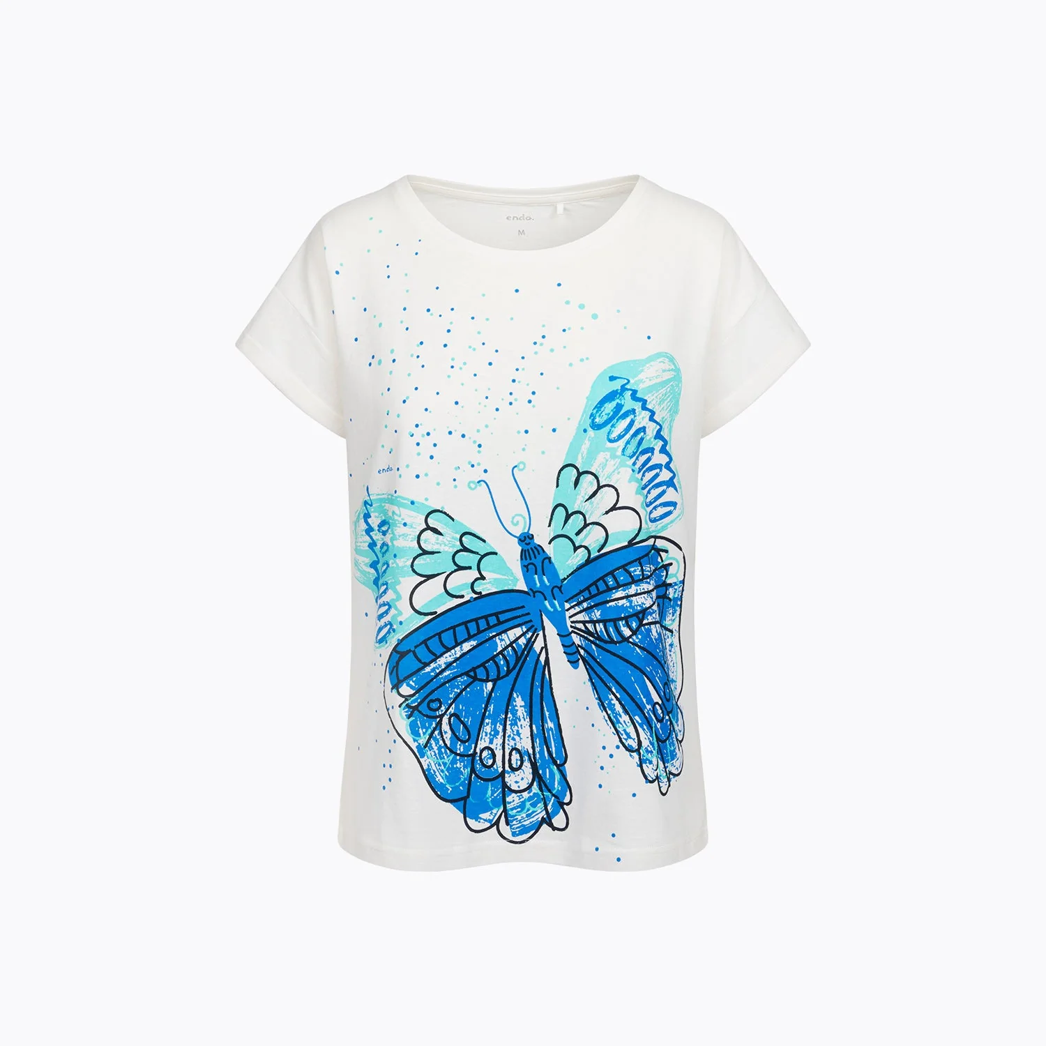 T-shirt damski biały "niebieski motyl"