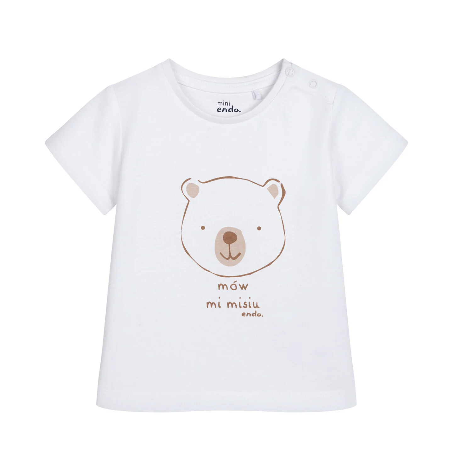 T-shirt dla dziecka do 2 lat, z misiem i napisem Mów mi misiu, biały
