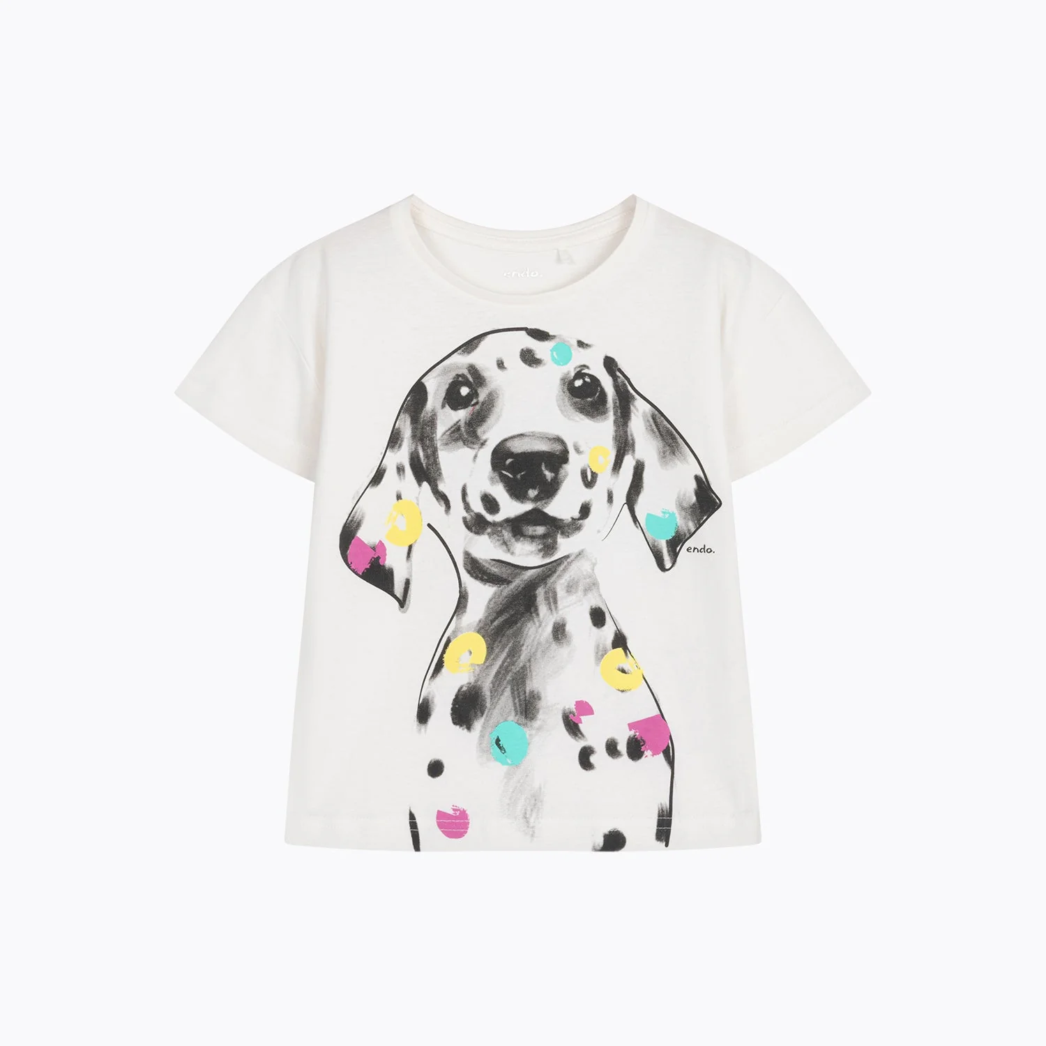 T-shirt dla dziewczynki 3-8 lat, biały "dalmatyńczyk"
