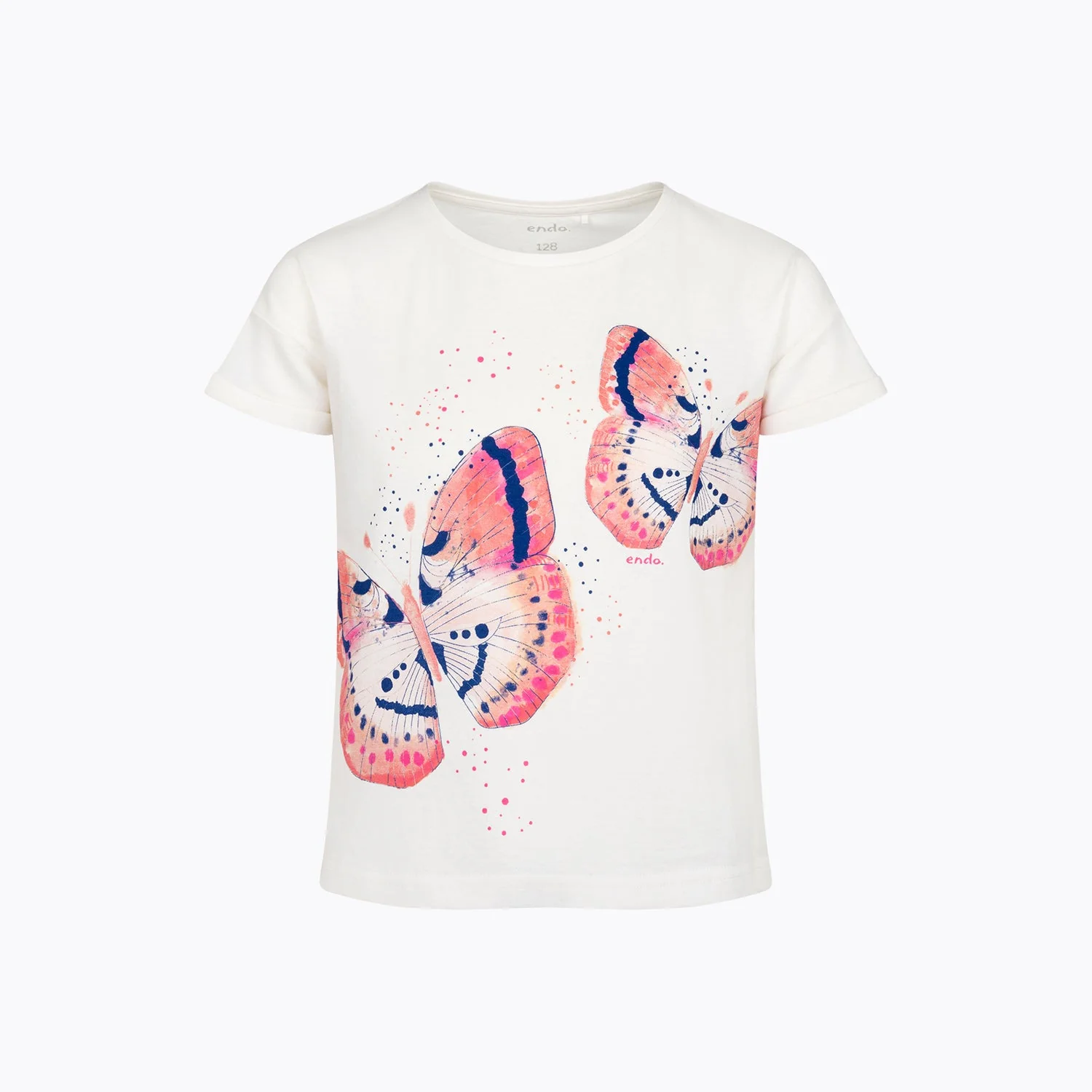 T-shirt dla dziewczynki 3-8 lat, biały "motyle"
