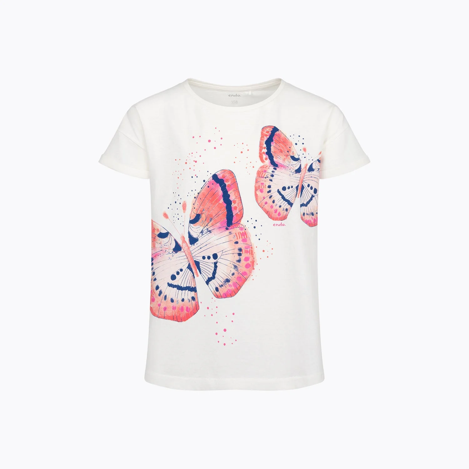 T-shirt dla dziewczynki 9-13 lat, biały "motyle"