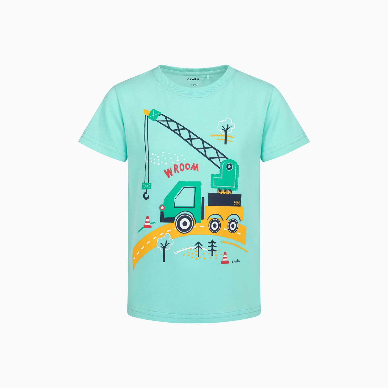 T-shirt z krótkim rękawem dla chłopca, z dźwigiem, zielony 3-8 lat