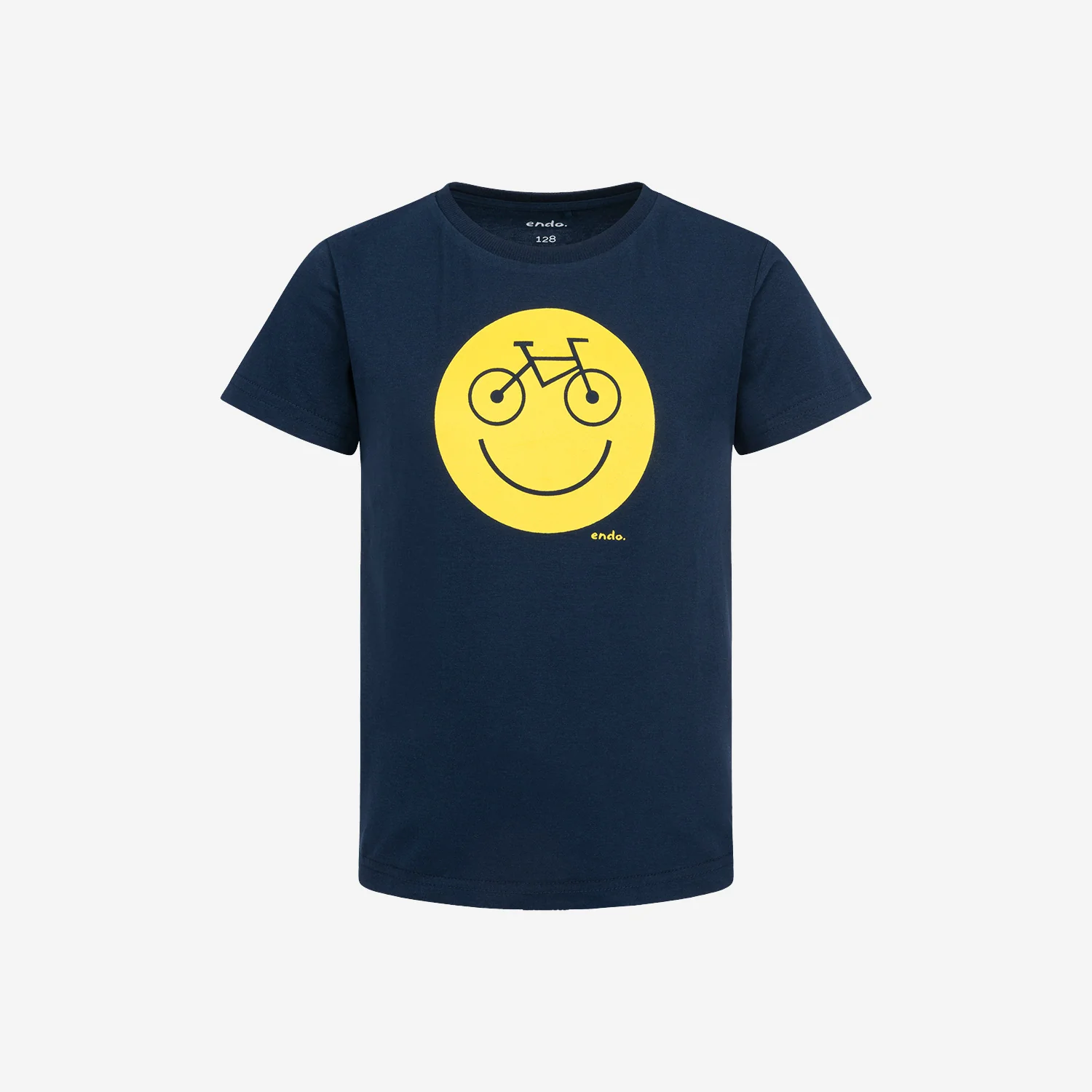 T-shirt z krótkim rękawem dla chłopca, z emotikonem, granatowy 3-8 lat