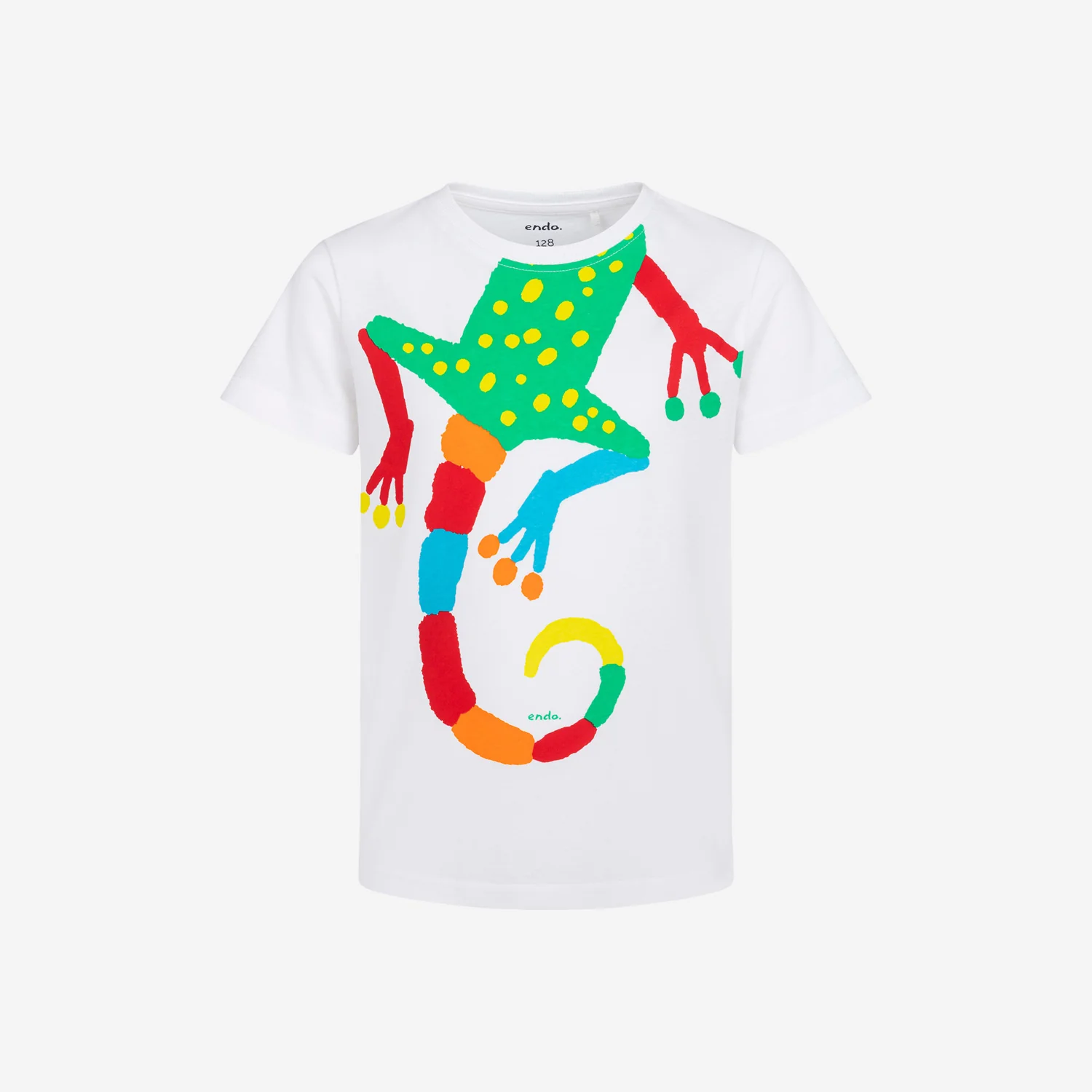 T-shirt z krótkim rękawem dla chłopca, z gekonem, biały 3-8 lat