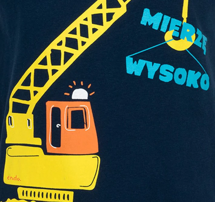 T-shirt z krótkim rękawem dla chłopca, z koparką, granatowy 2-7 lat - Image 2