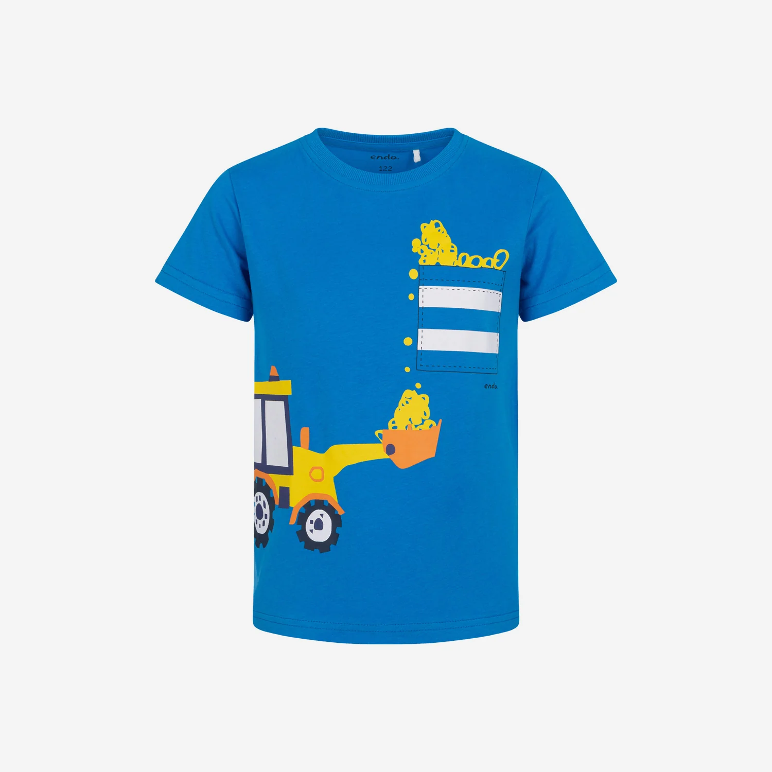T-shirt z krótkim rękawem dla chłopca, z koparką, niebieski 2-7 lat