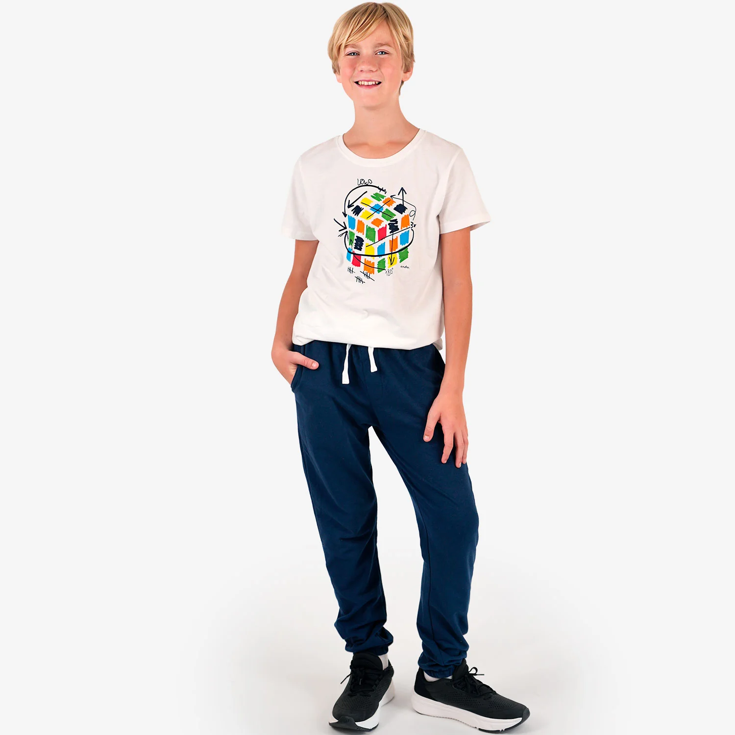 T-shirt z krótkim rękawem dla chłopca, z kostką Rubika 9-13 lat - Image 3