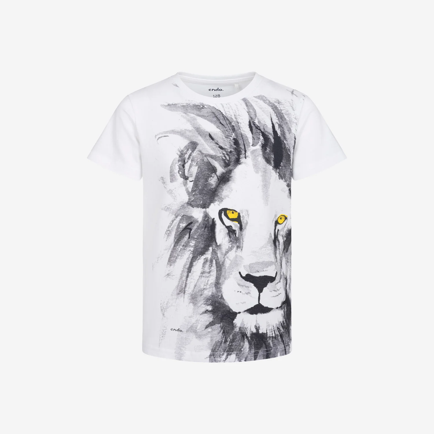 T-shirt z krótkim rękawem dla chłopca, z lwem, biały 3-8 lat