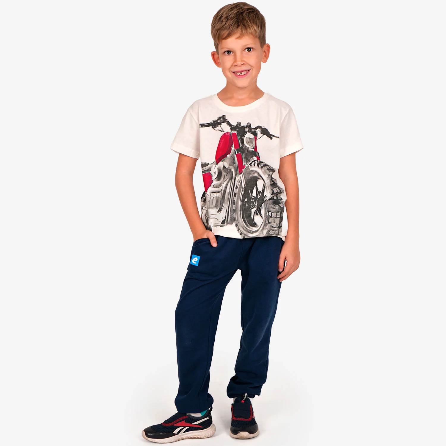 T-shirt z krótkim rękawem dla chłopca, z motocyklem, biały 9-13 lat - Image 4