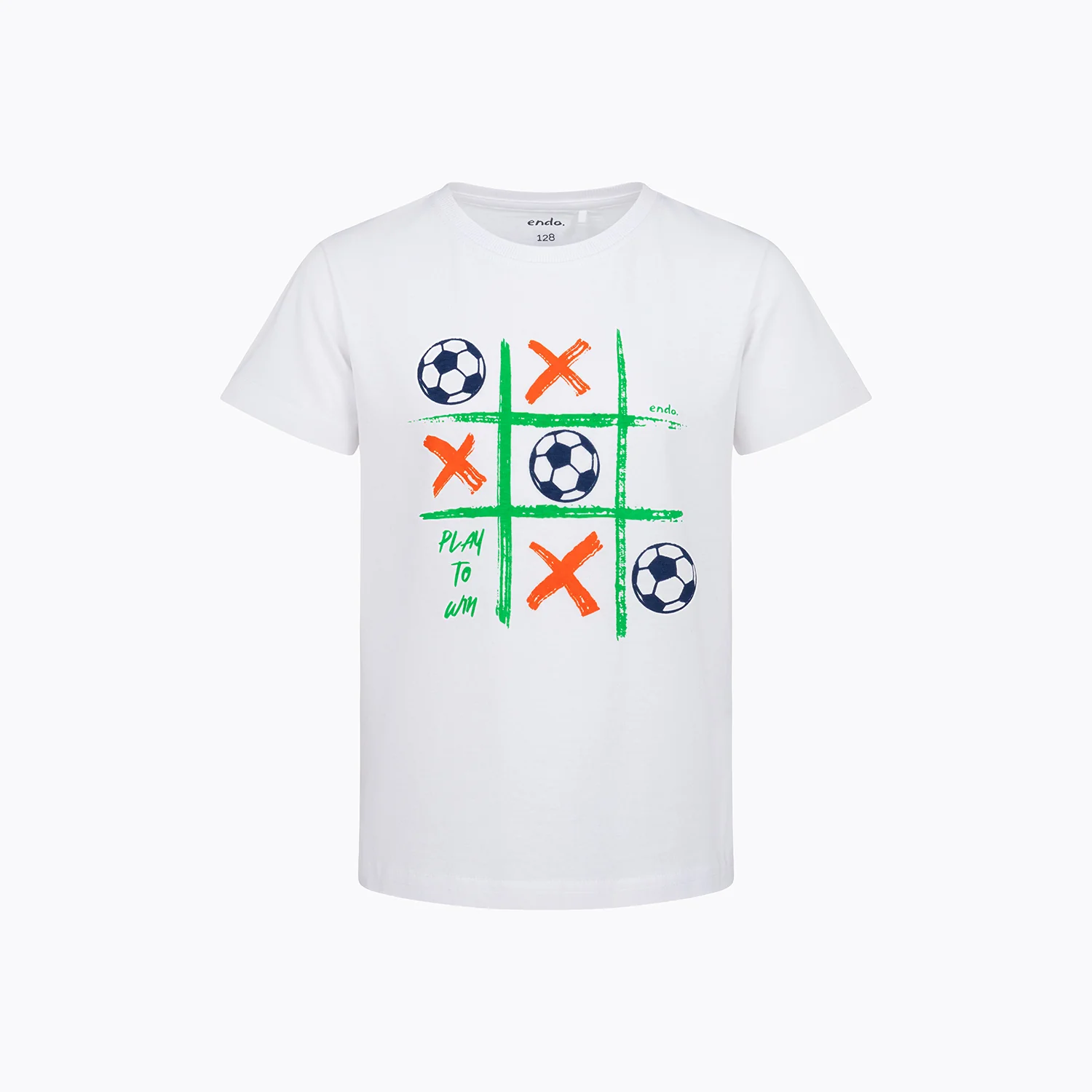 T-shirt z krótkim rękawem dla chłopca, z motywem piłkarskim, biały 6-8 lat