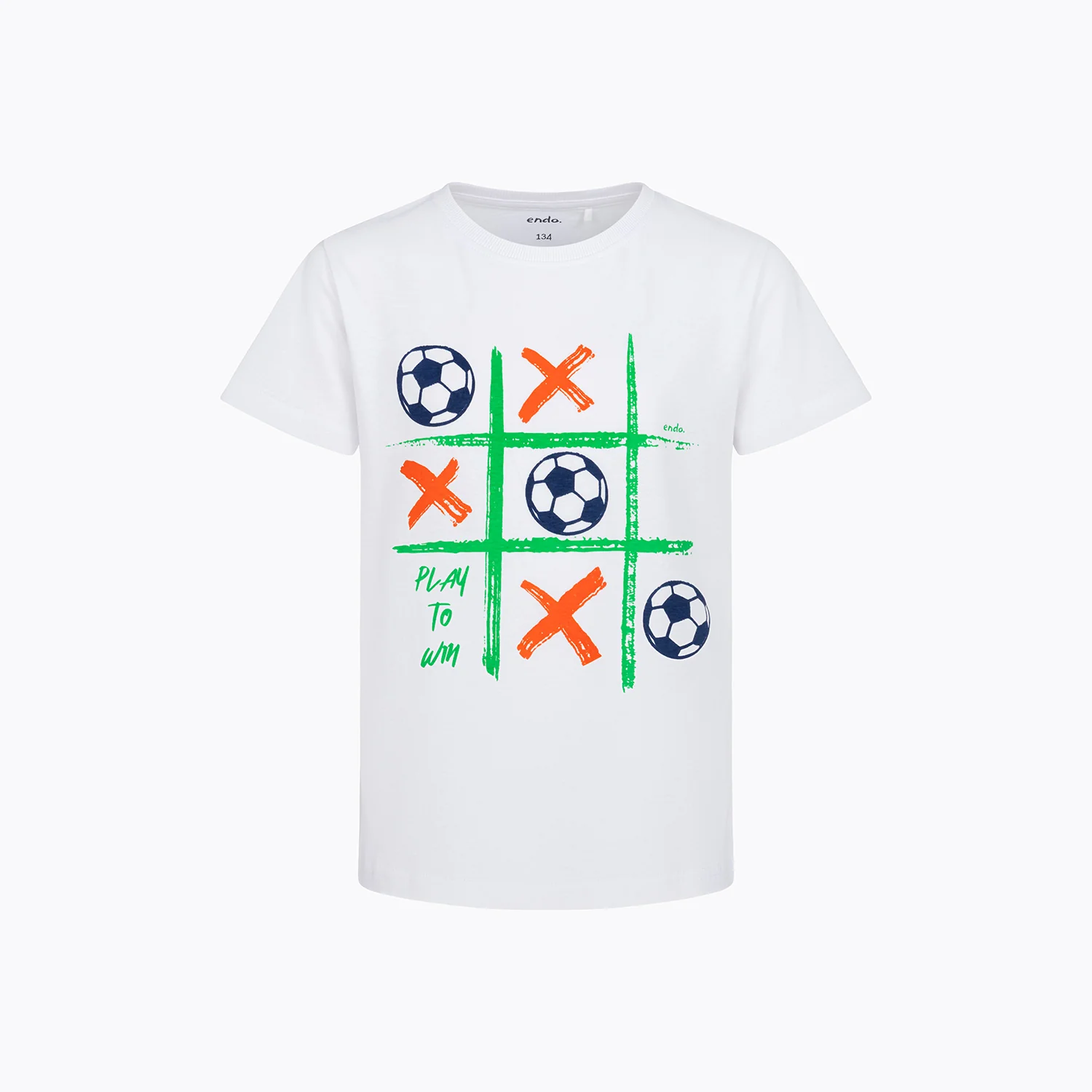 T-shirt z krótkim rękawem dla chłopca, z motywem piłkarskim, biały 9-13 lat