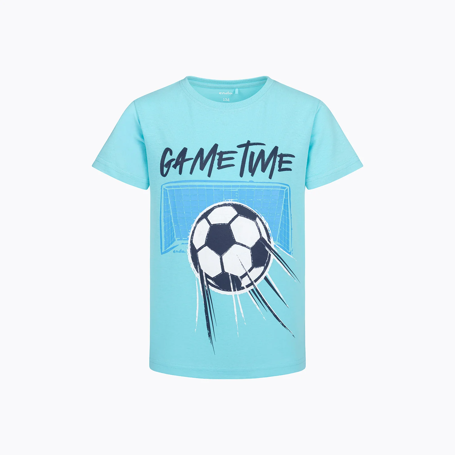 T-shirt z krótkim rękawem dla chłopca, z motywem piłkarskim, niebieski 9-13 lat