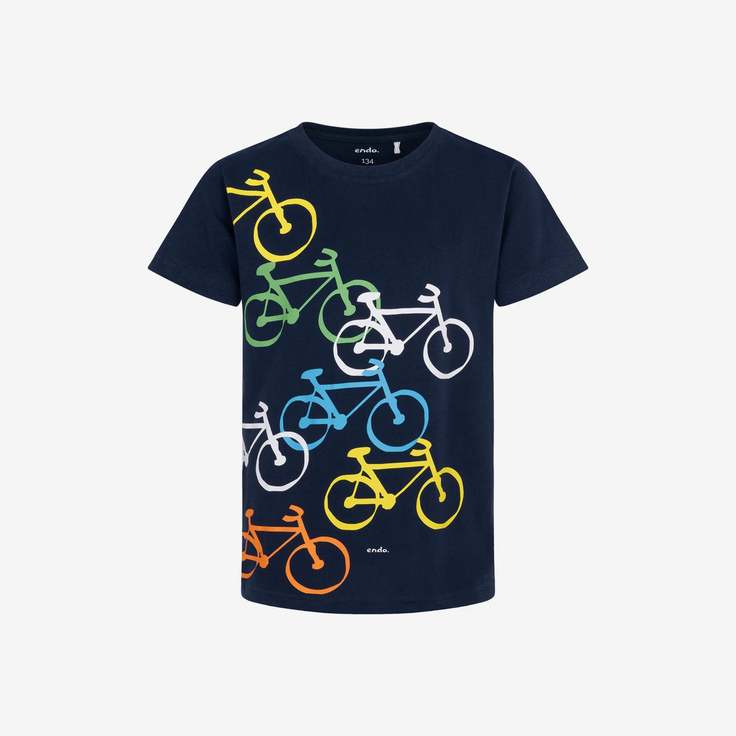 T-shirt z krótkim rękawem dla chłopca, z motywem rowerowym, granatowy 9-13 lat