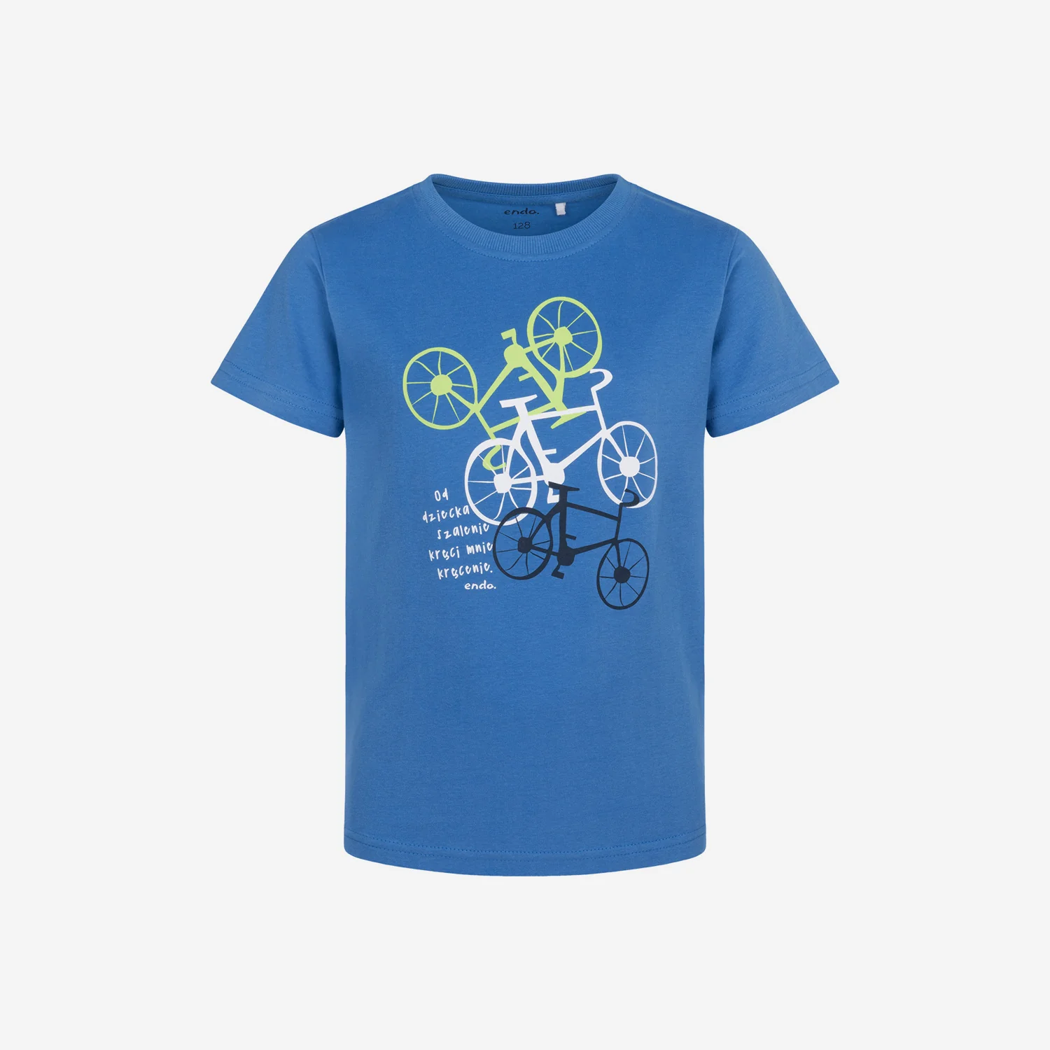 T-shirt z krótkim rękawem dla chłopca, z motywem rowerowym, niebieski 3-8 lat