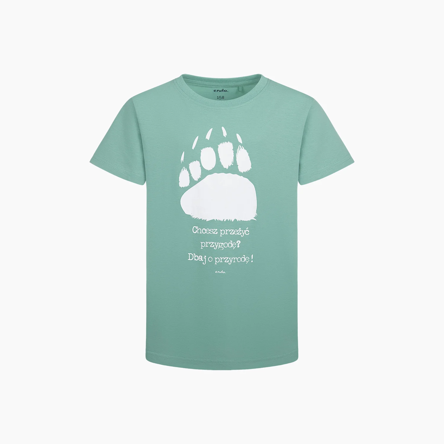 T-shirt z krótkim rękawem dla chłopca, z niedźwiedzią łapą, zielony 9-13 lat