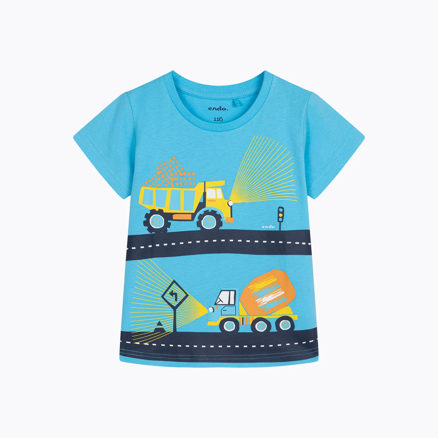 T-shirt z krótkim rękawem dla chłopca, z pojazdami, niebieski 2-7 lat