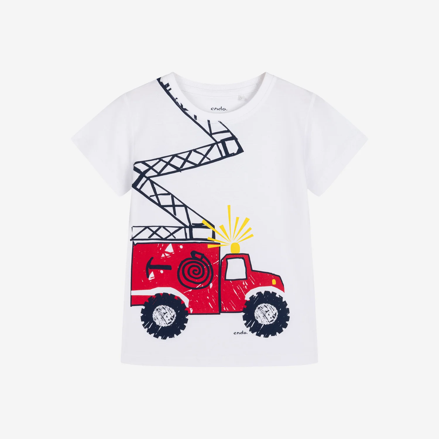 T-shirt z krótkim rękawem dla chłopca, z wozem strażackim 3-8 lat - Image 2