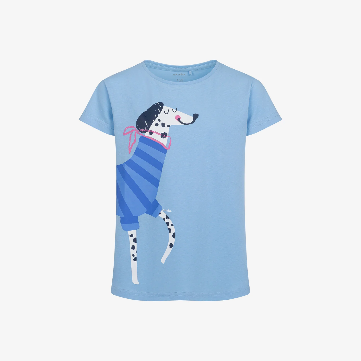 T-shirt z krótkim rękawem dla dziewczynki, z francuskim pieskiem, niebieski 3-8 lat