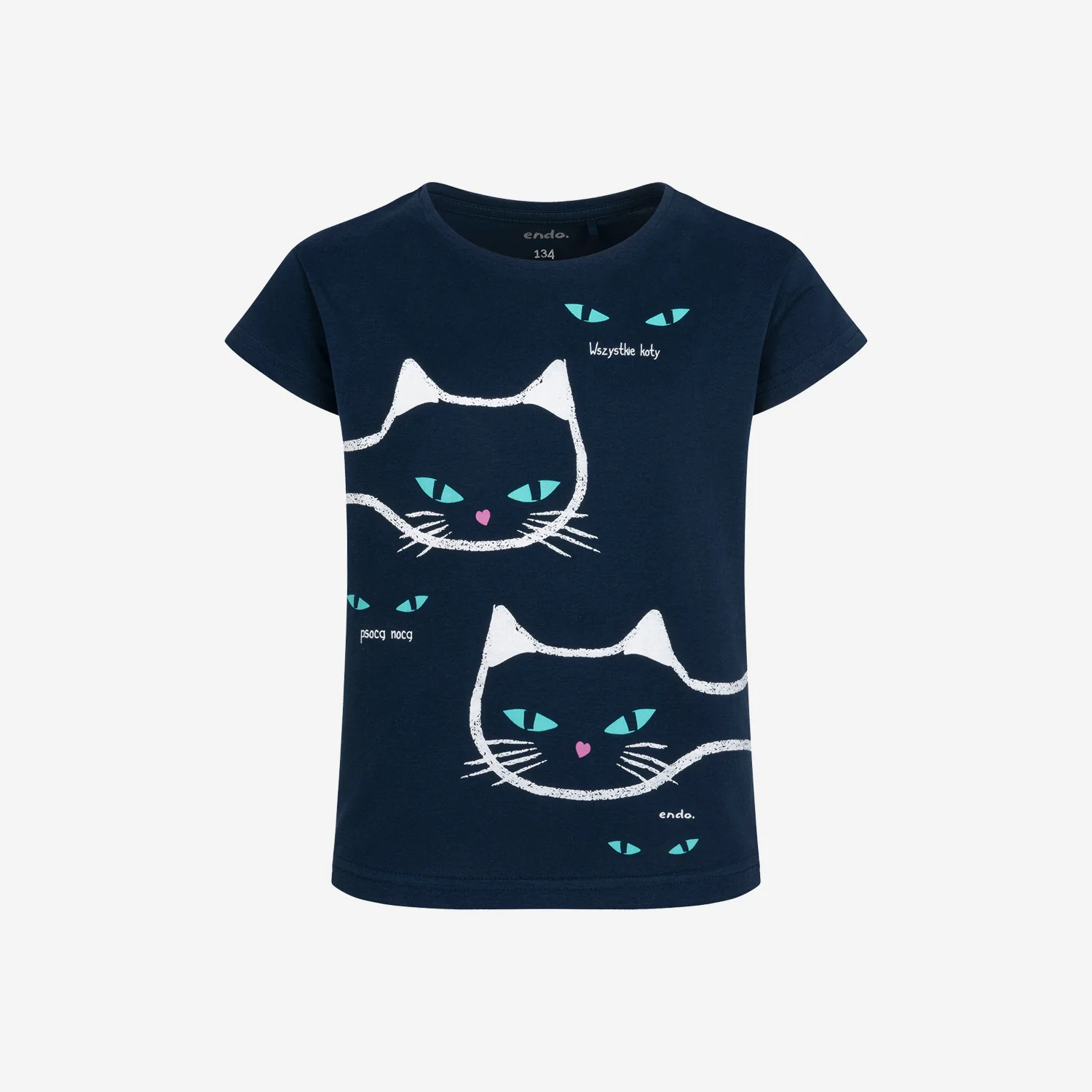 T-shirt z krótkim rękawem dla dziewczynki, z kotami 9-13 lat - Image 3