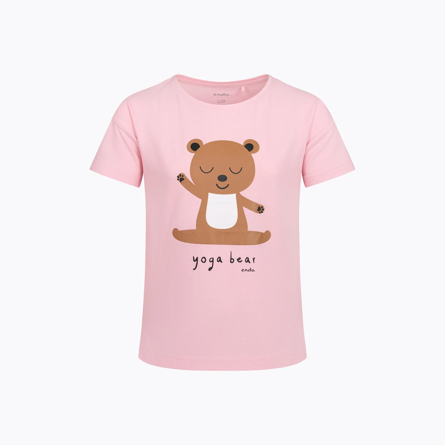 T-shirt z krótkim rękawem dla dziewczynki, z misiem, różowy 3-8 lat